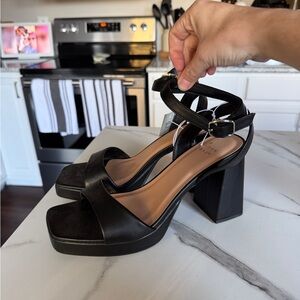Elegant Black Women's Block Heel Sandals